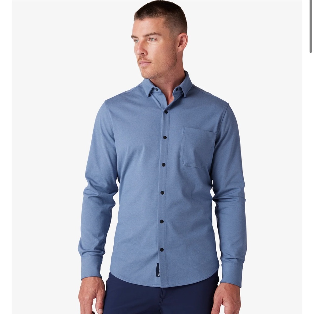 Mizzen + Main Nolan Dress Shirt Long Sleeve Button Down XL Trim Blue $158